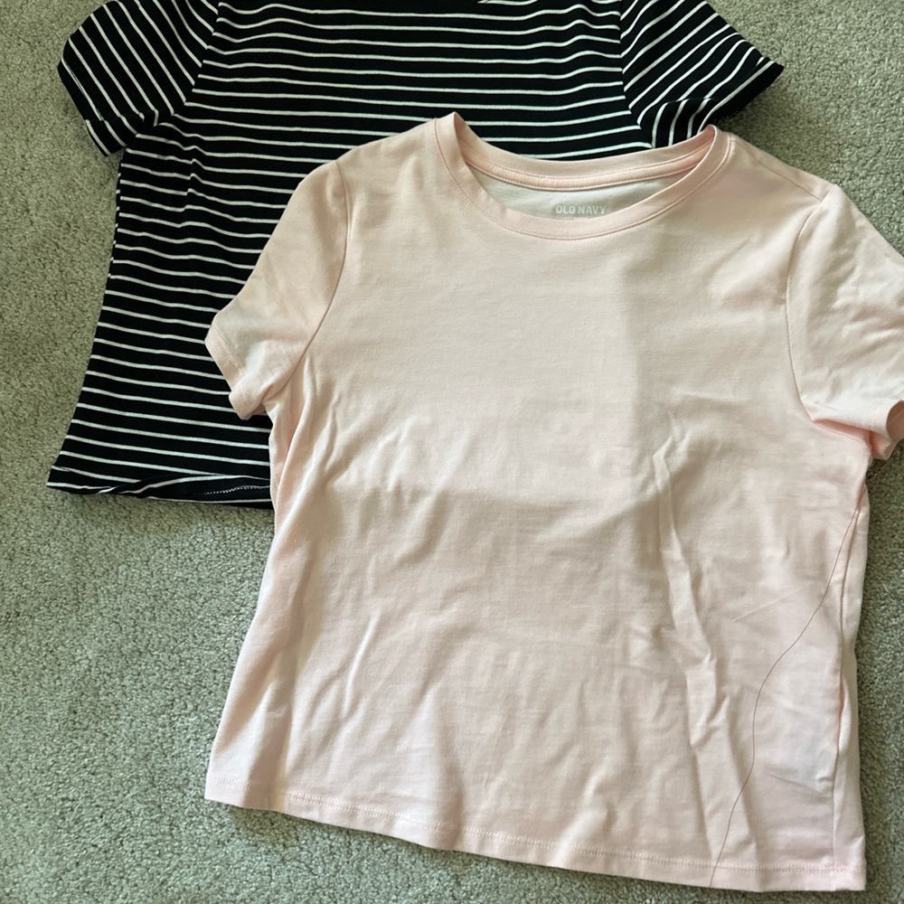 Old Navy Kids Black Striped and Light Pink Tees